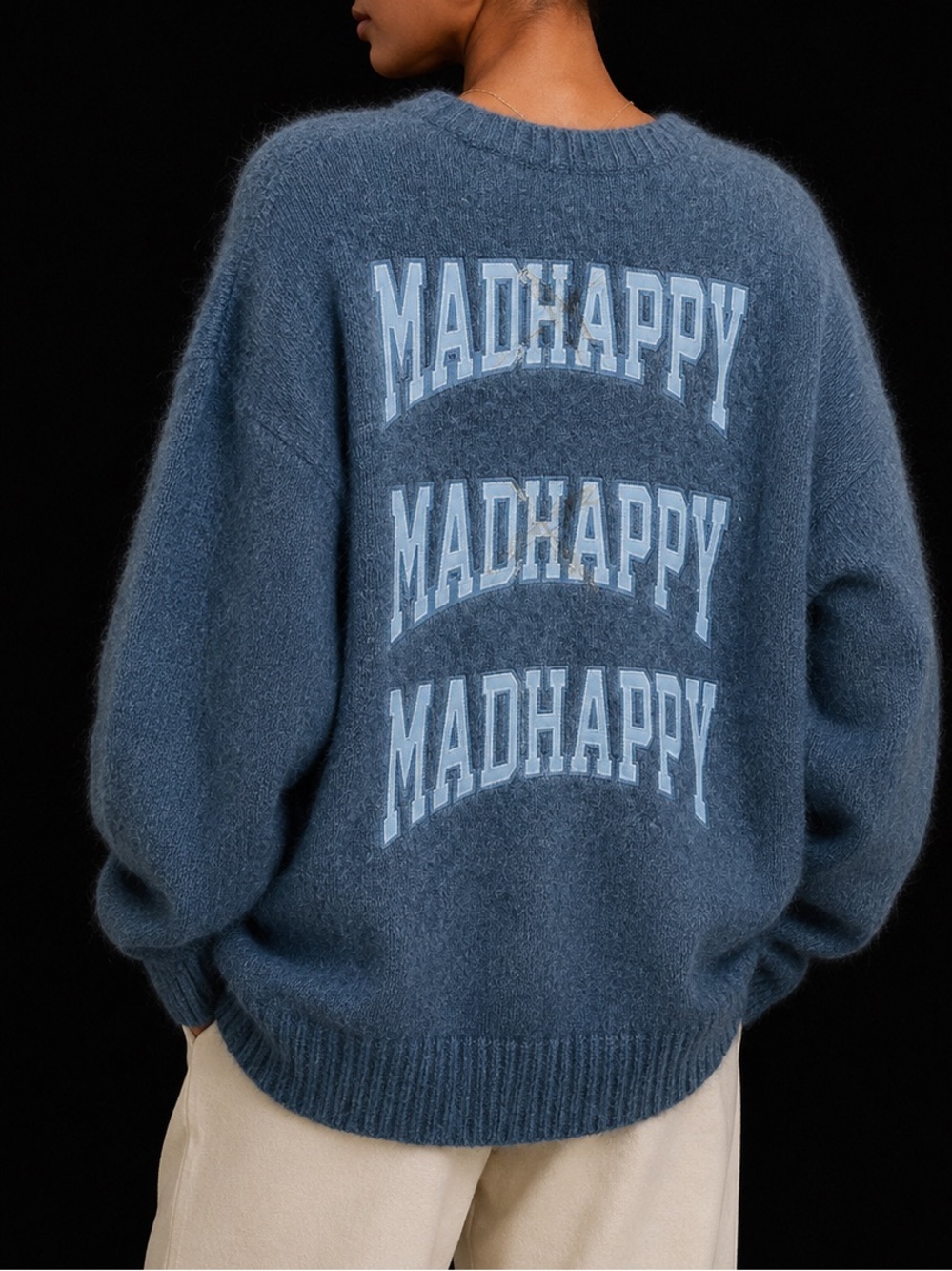 Madhappy Blue Logo Knit Crewneck Sweater